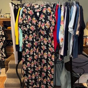 Self Esteem Black Maxi Dress with Floral Design